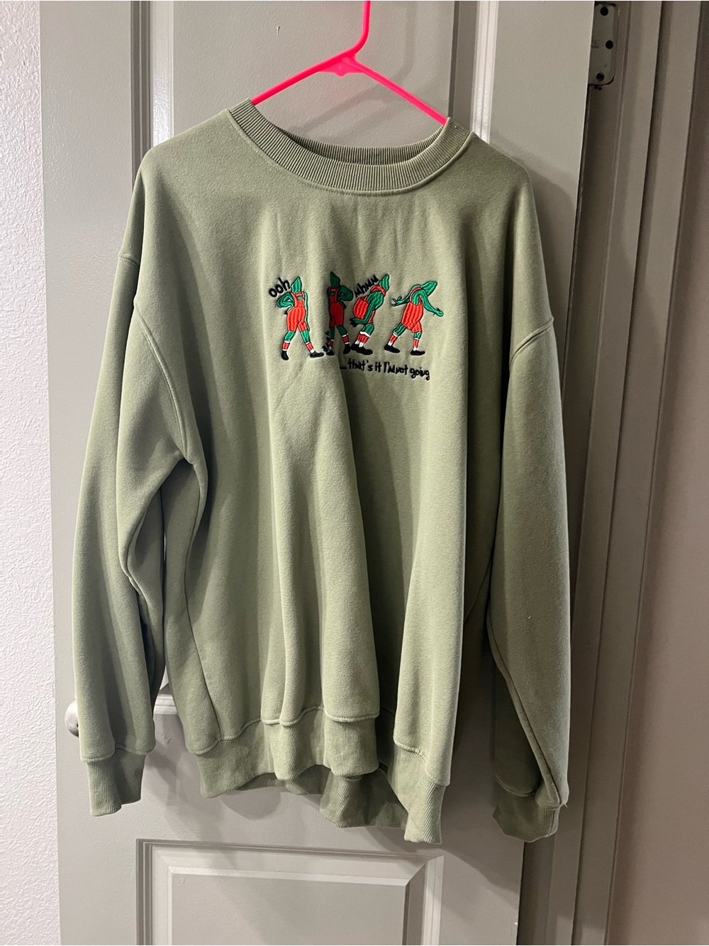 Men's Olive Green Graphic Crewneck Sweater